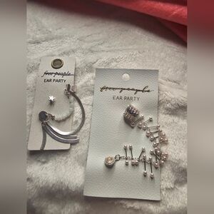 Free People Silver and Pearl Earring  Party Set